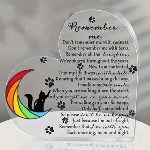 NEW! Heart Shaped Pet Memorial Poem For Cats.